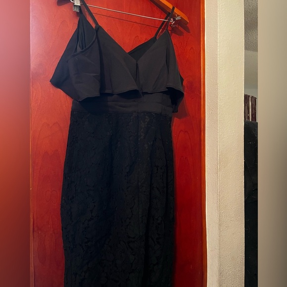 Mustard Seed Mia Midi Dress Lace Overlay Black Sz M Women - Picture 2 of 9